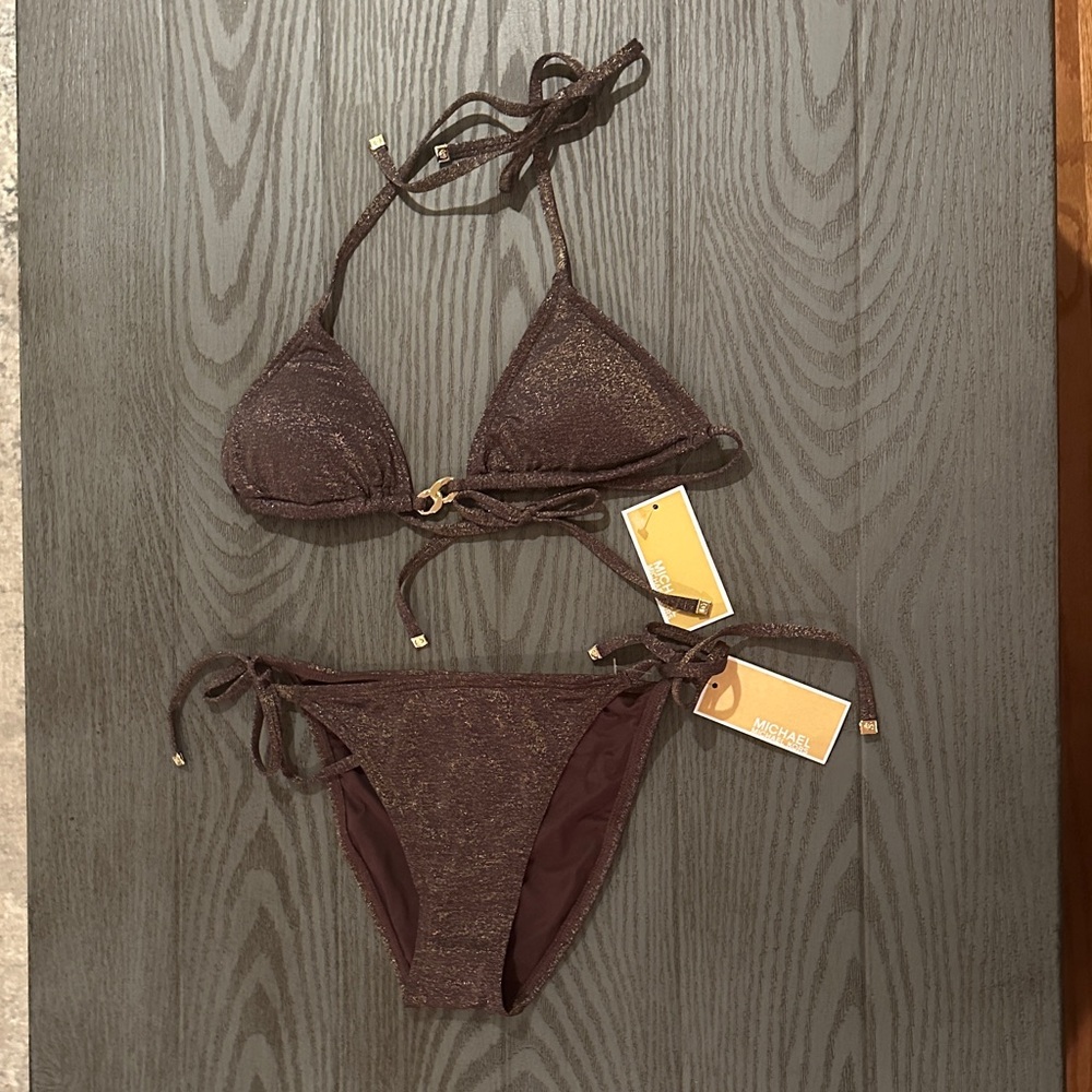 Michael Kors Metallic Brown Bikini Set
